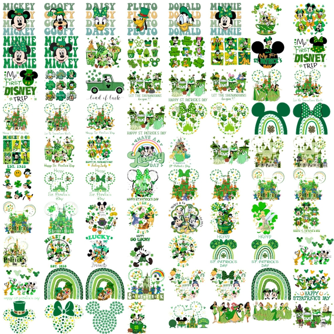 650+ Cartoon St. Patrick’s Day PNG Designs – Custom Family Disney Trip Shirt Graphics Bundle