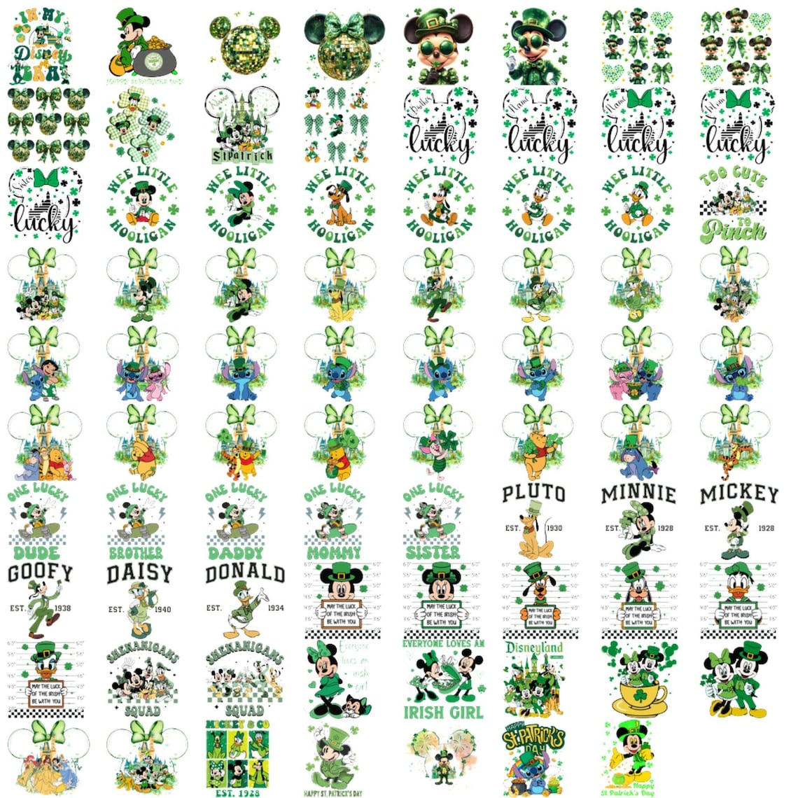 650+ Cartoon St. Patrick’s Day PNG Designs – Custom Family Disney Trip Shirt Graphics Bundle