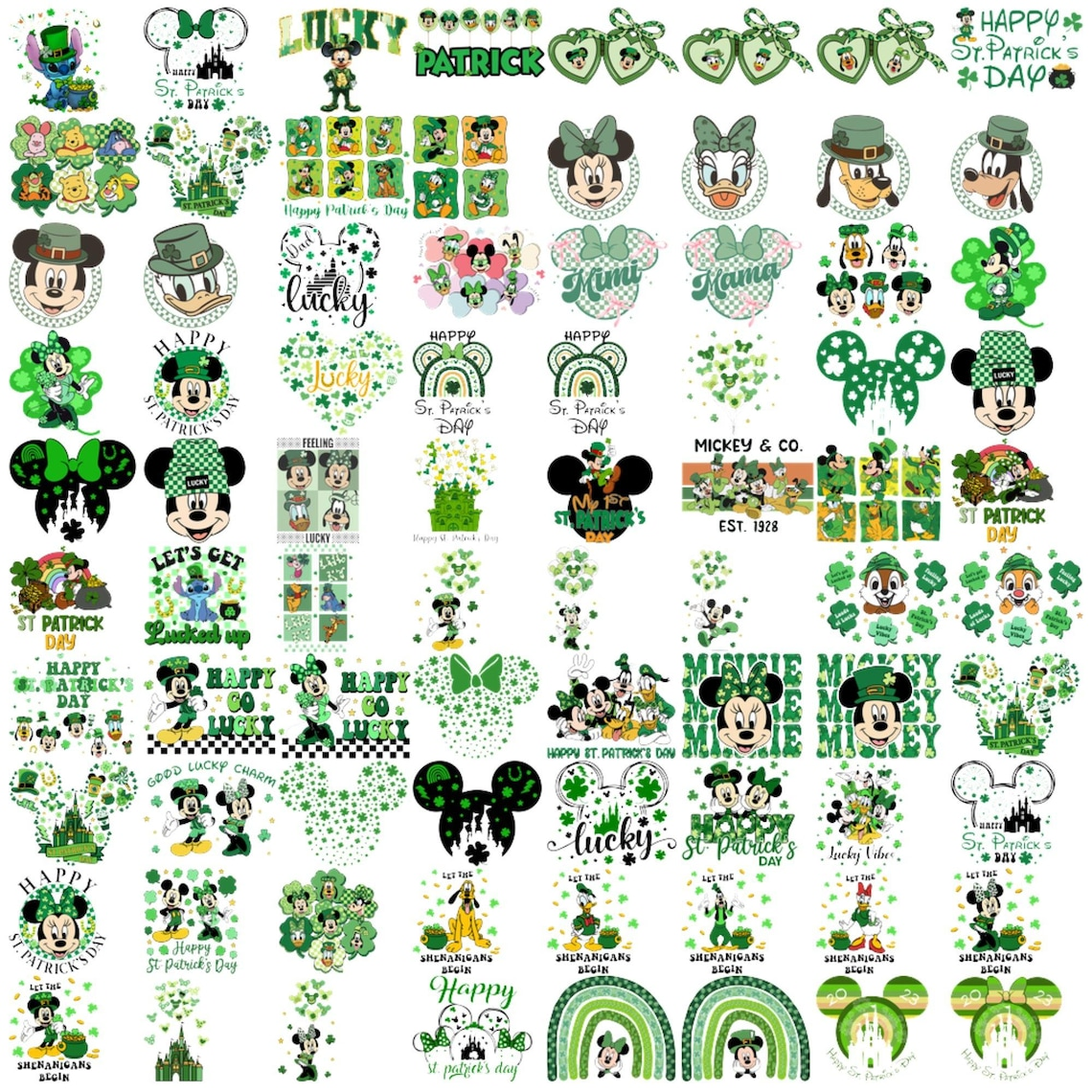 650+ Cartoon St. Patrick’s Day PNG Designs – Custom Family Disney Trip Shirt Graphics Bundle
