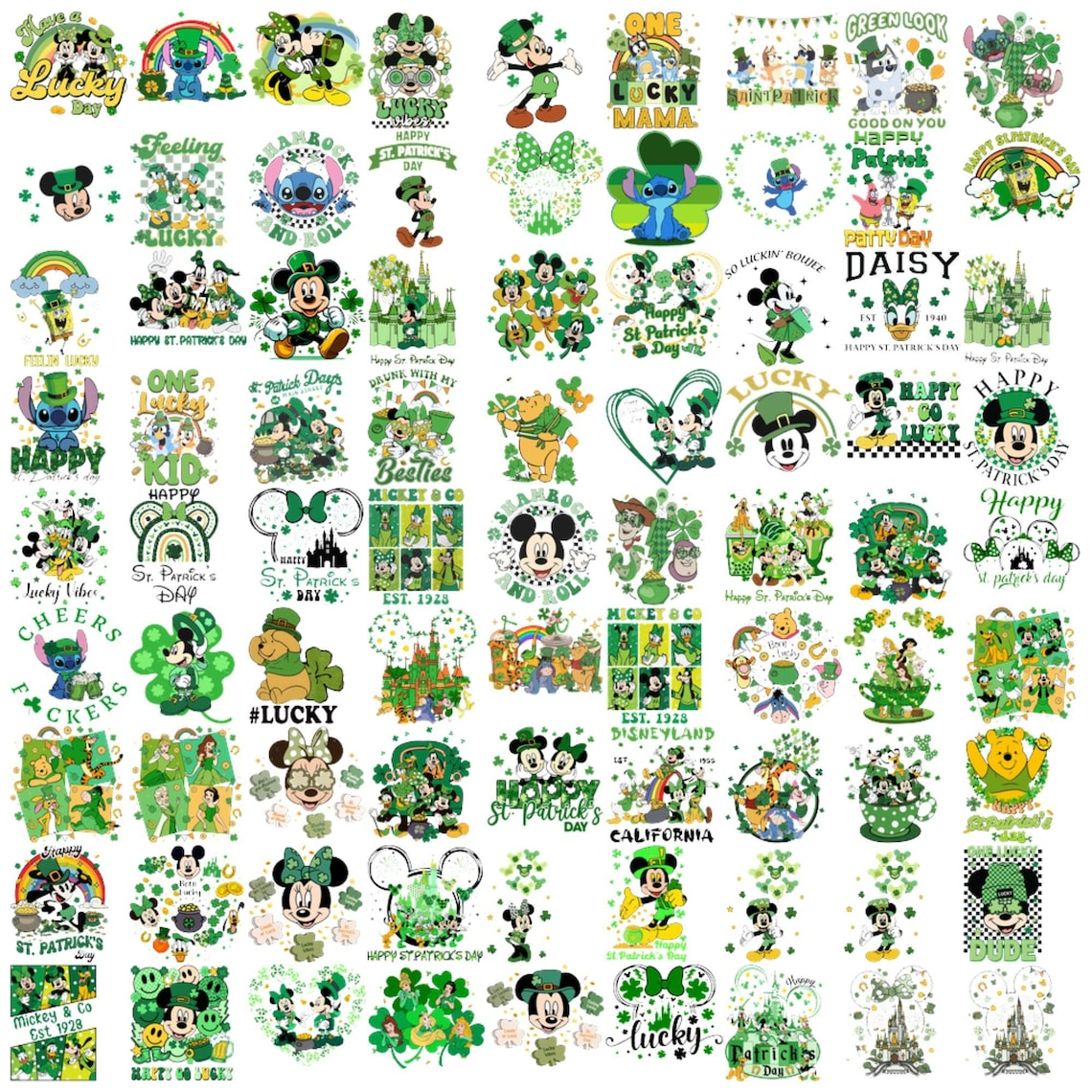 650+ Cartoon St. Patrick’s Day PNG Designs – Custom Family Disney Trip Shirt Graphics Bundle