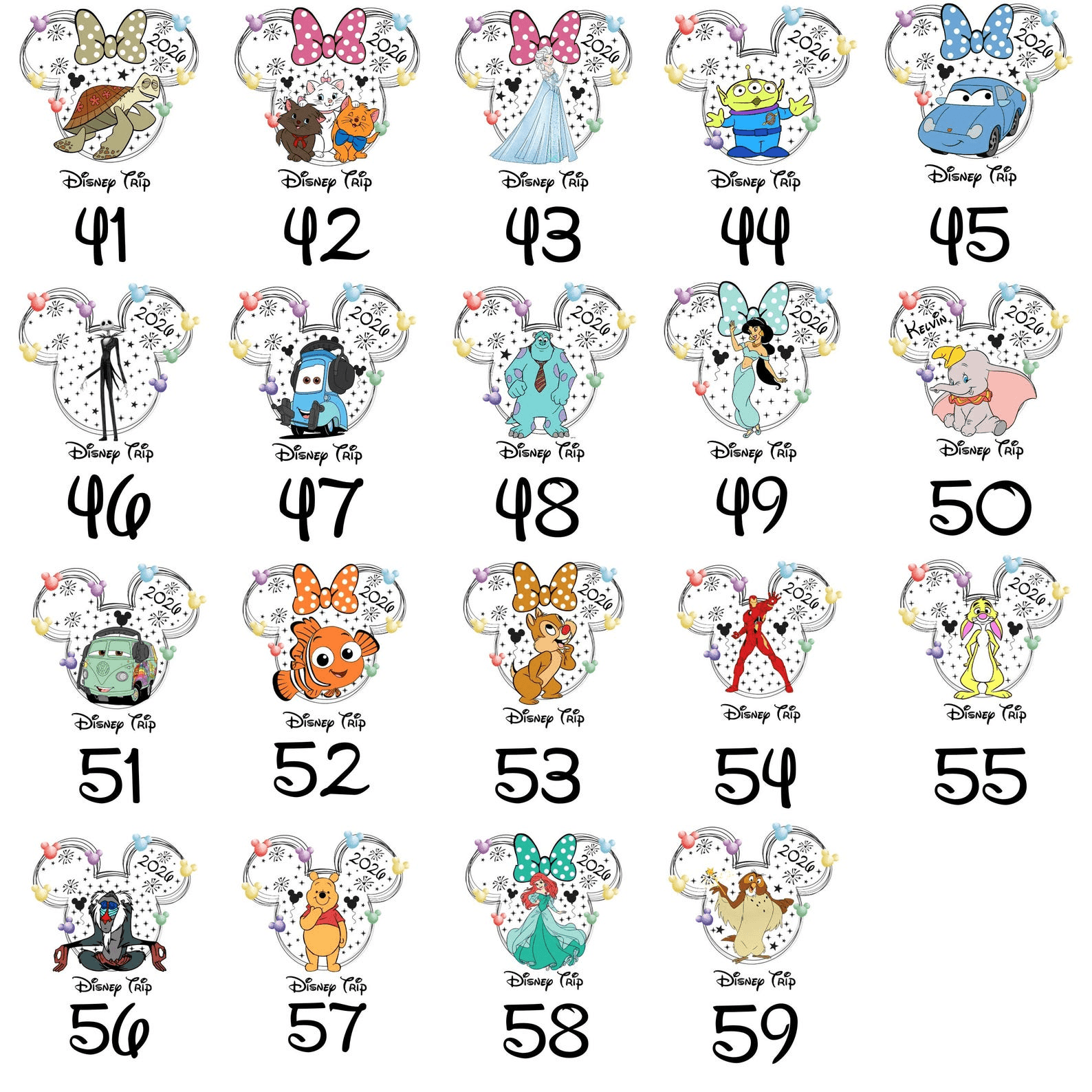 Matching Disney family vacation shirts for adults, kids, women, men, and friends with custom character design