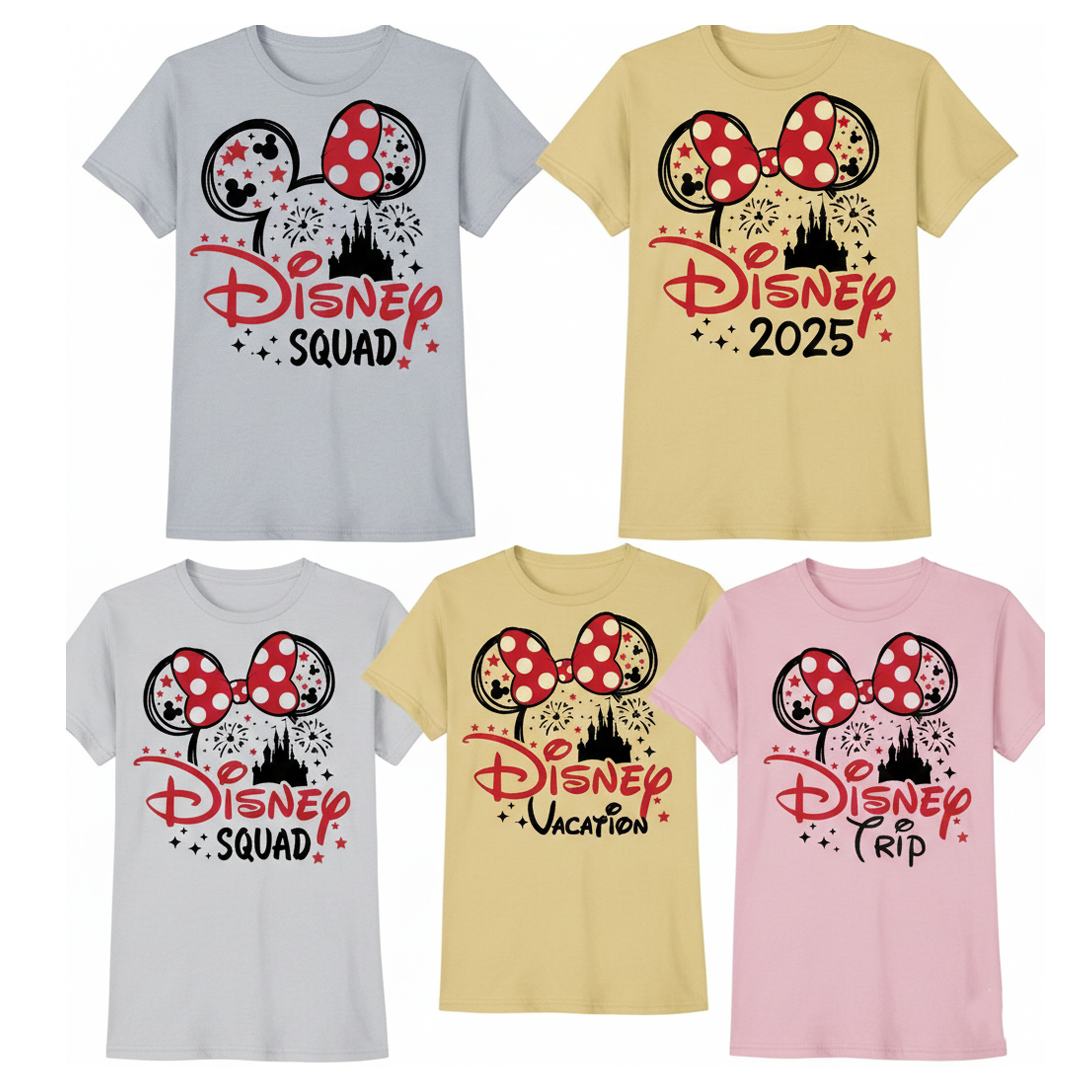 Custom Disney Family Vacation 2026 T-Shirts  Matching Mickey & Minnie Squad Tees