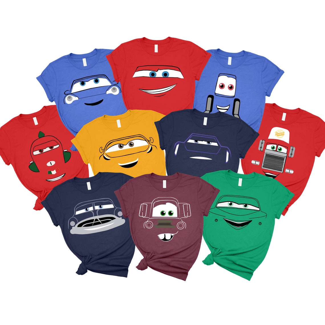 Disney Cars Face Outline Family Matching Shirts 