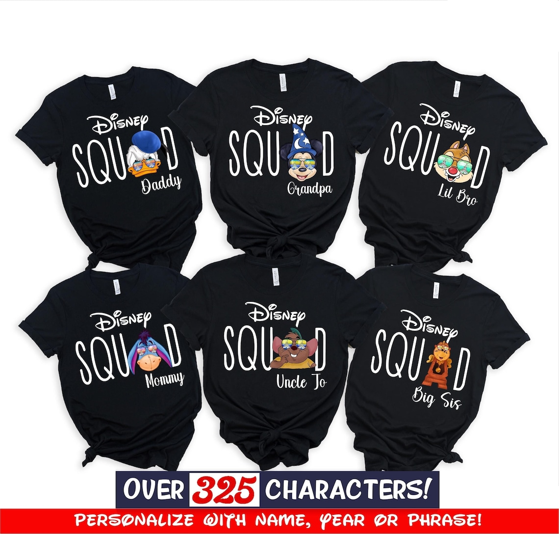 Disney Family Shirts, Disneyworld Shirts Family, Custom Disney Characters Family Sunglass Shirts, Personalized, Disney Family Shirts, Gigi