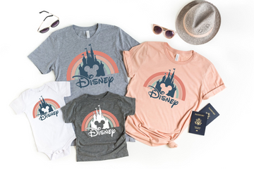 Disney Rainbow Castle Shirt – Vintage Retro Disney Family Matching Disneyworld Tee