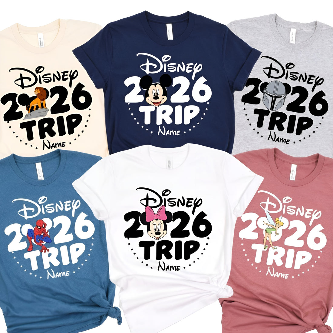 Disney Trip 2026 Family Matching Shirt – Customize Name, Destination & Characters