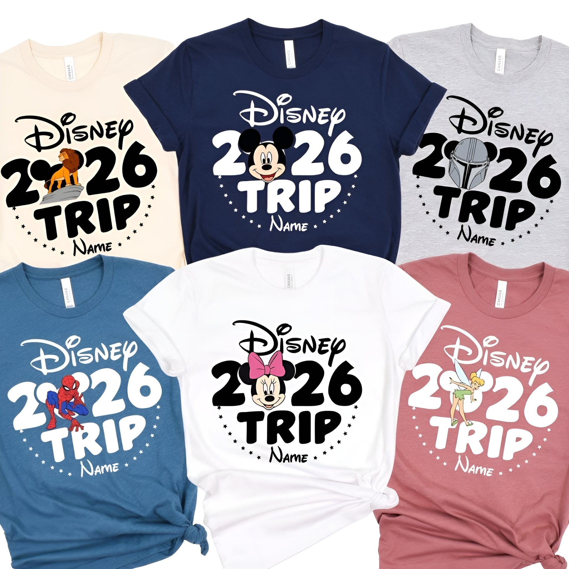 Disney Trip 2026 Family Matching Shirt – Customize Name, Destination & Characters