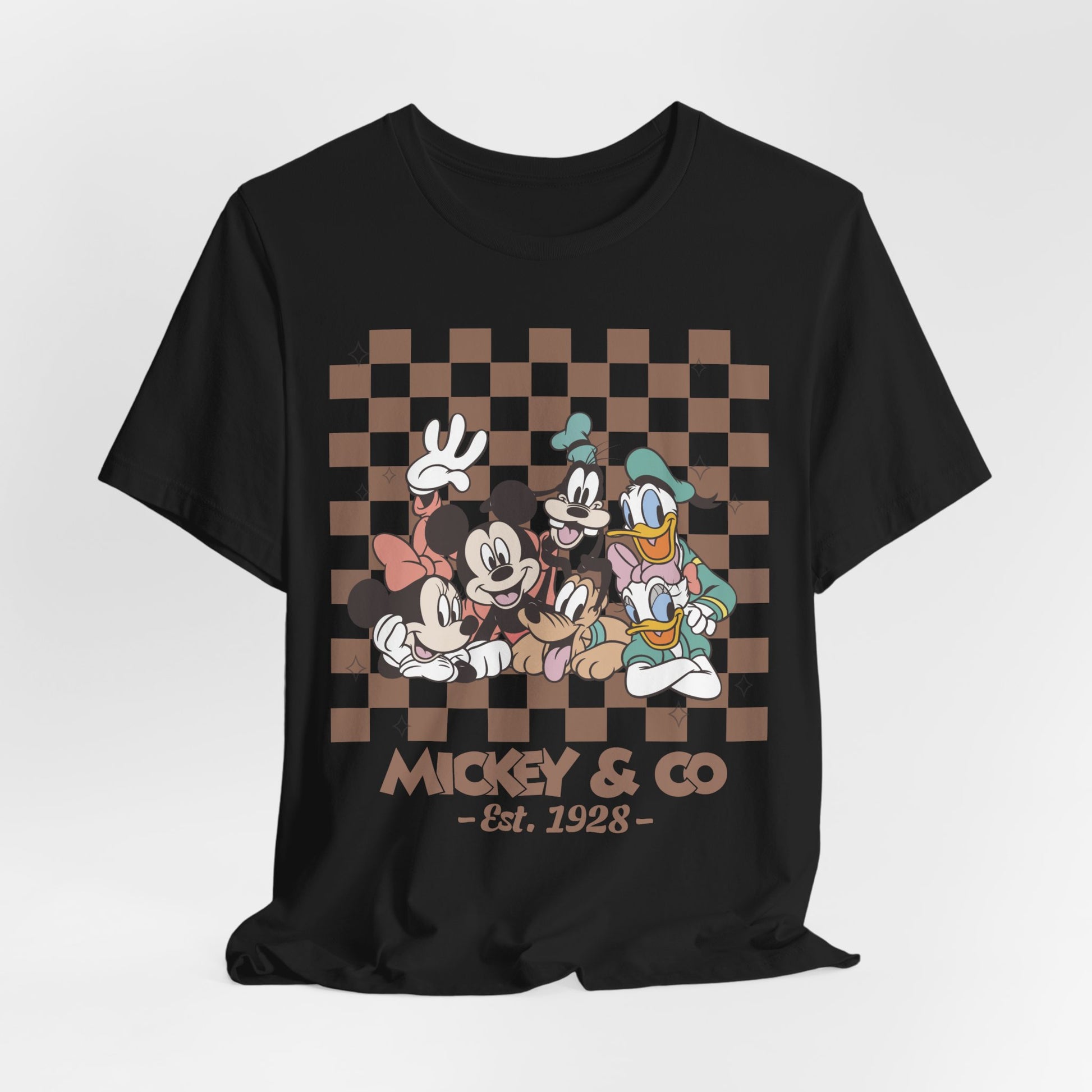 Mickey & Co 1982 Vintage Checkerboard Disney Friends Graphic Tee