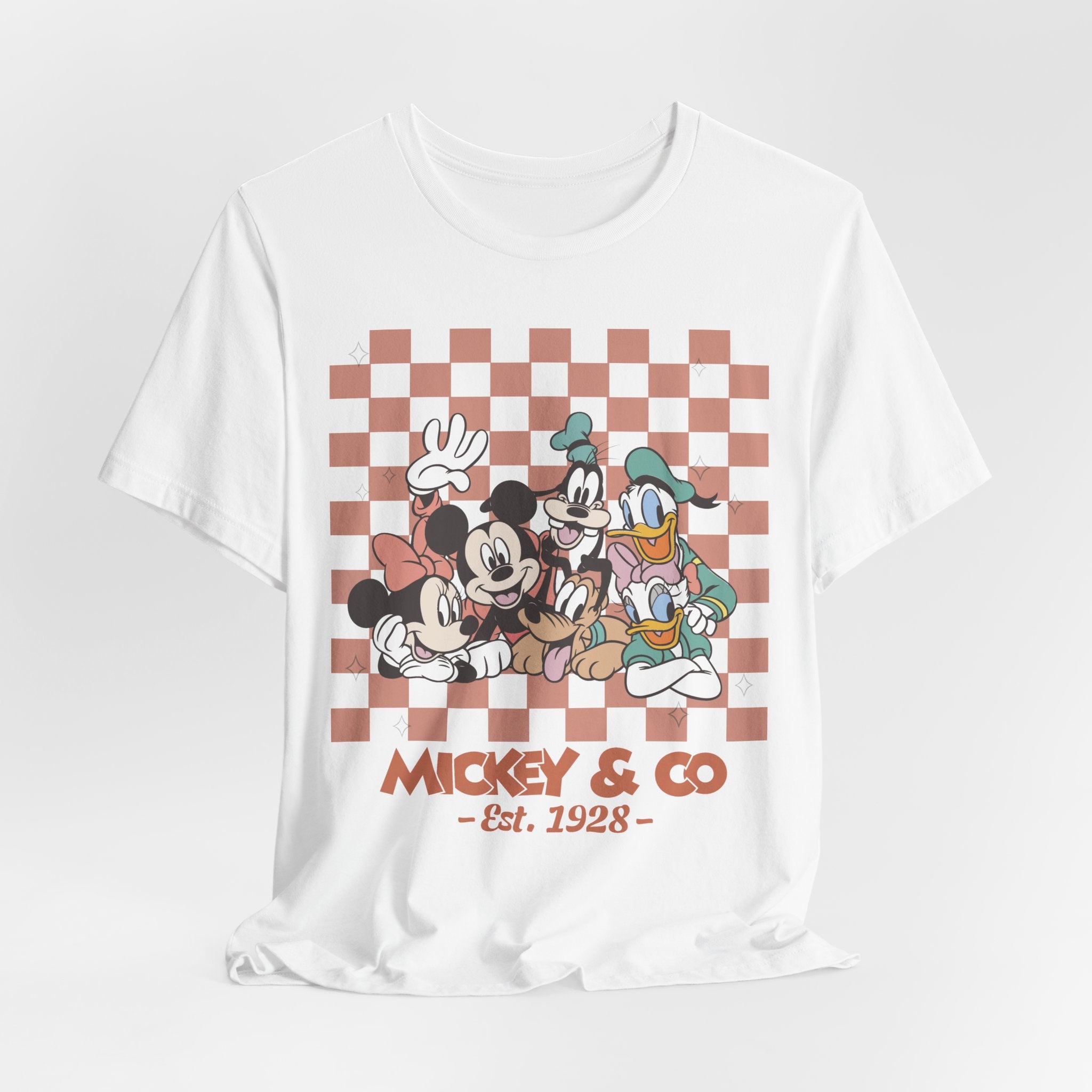 Mickey & Co 1982 Vintage Checkerboard Disney Friends Graphic Tee
