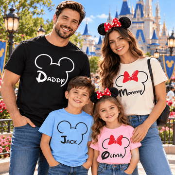 Personalized Mickey and Minnie Mouse Ears Family Matching Shirts 