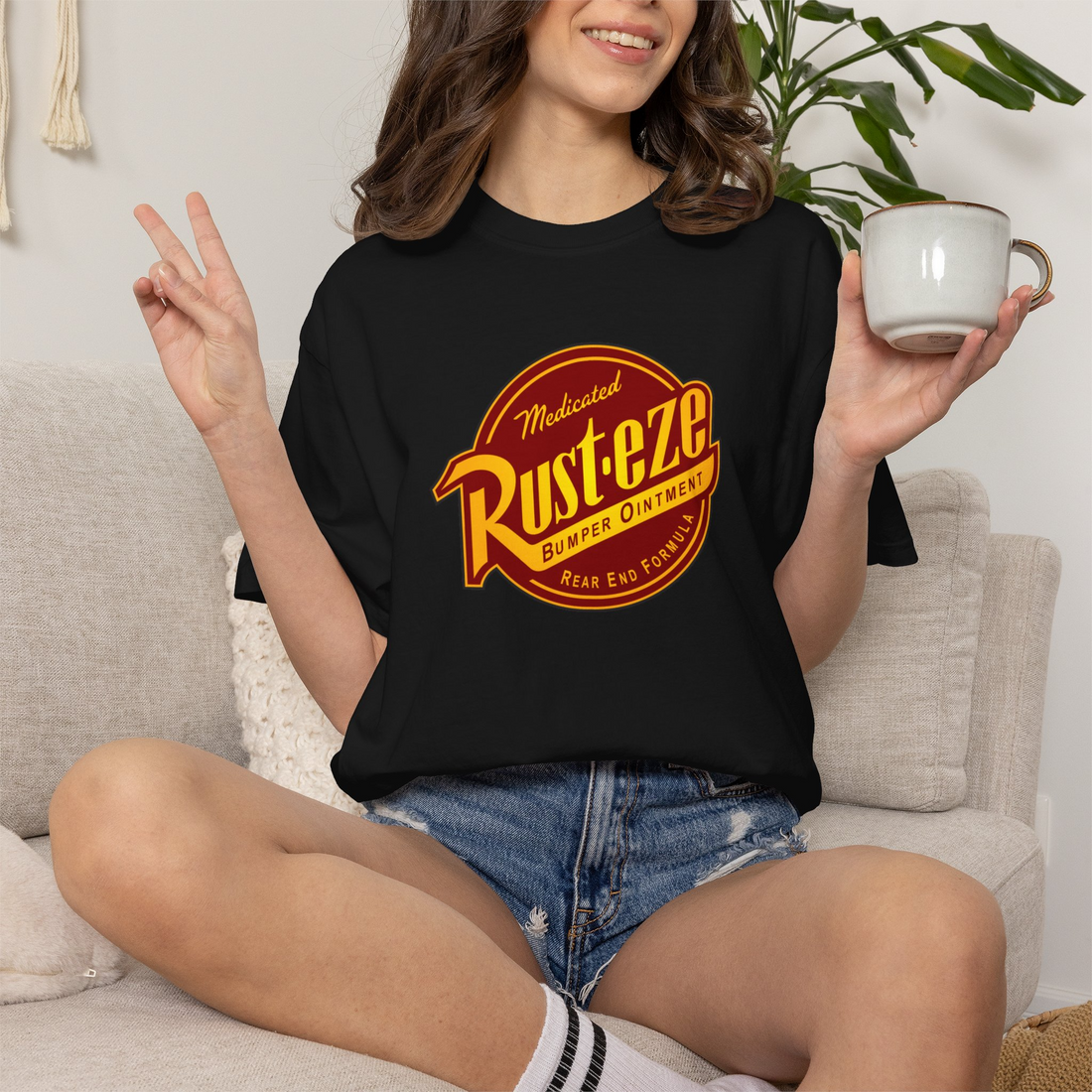 Mens Rusteze T-Shirt in Blue and Red - Disney Cars Adult Apparel