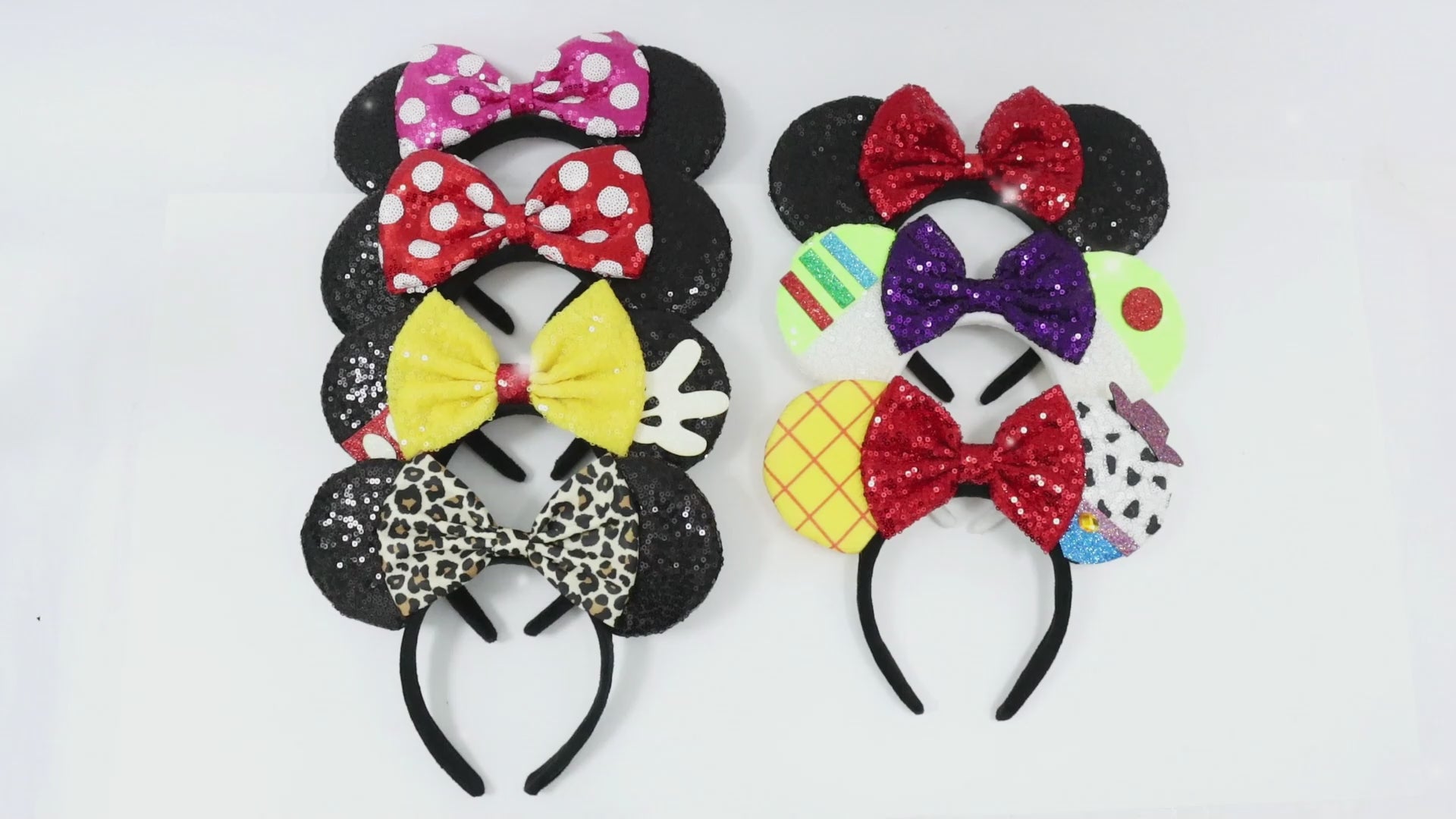 Mouse Ears Headbands, Sequin Mouse Ears for Women Girls Boys, Shiny Bow Headband for Cosplay Party Decorations Hair Accessories